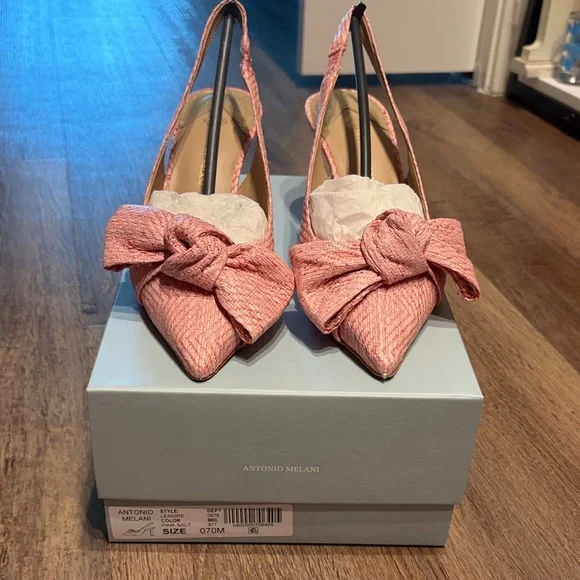 ANTONIO MELANI Pink Bow Heels - Picture 1 of 4